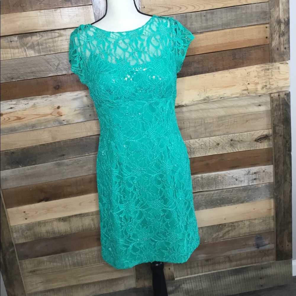 Hailey Green Lace Cocktail Dress